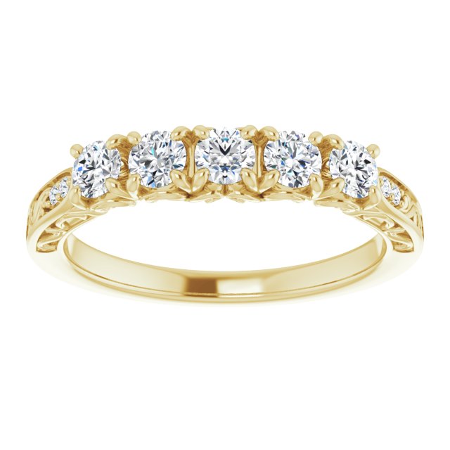 0.50 ct. Round Cut Diamond Wedding Band Vintage Inspired Anniversary Ring-VIRABYANI